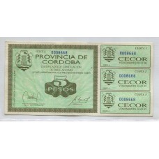 ARGENTINA EC. 260 BONO BILLETE CORDOBA DE 5 PESOS SIN CIRCULAR UNC